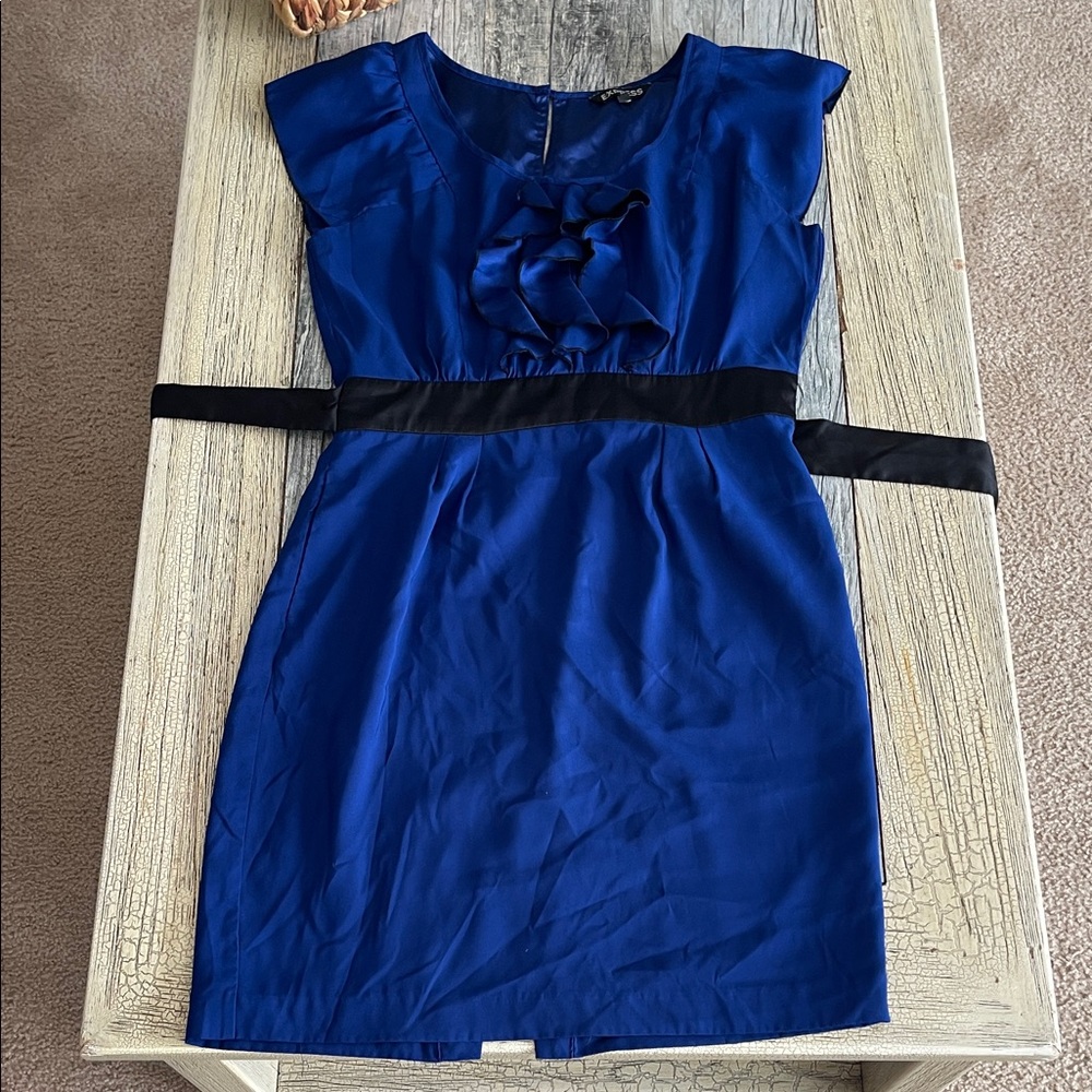 Express Blue and Black Midi Dress - Picture 2 of 4